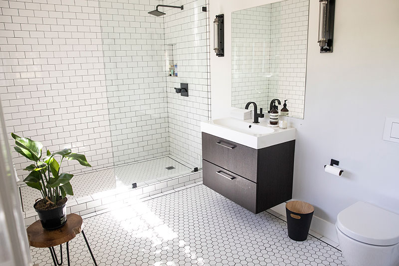 Bathroom reno tub to walk in shower